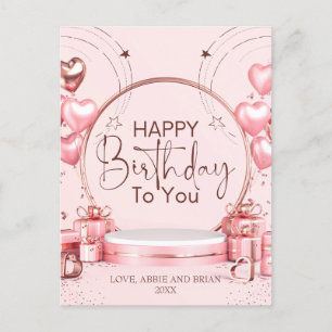 Carte postale personnalisée d'anniversaire Pink Ce
