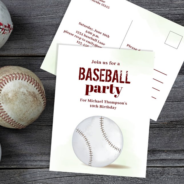 Carte postale personnalisée de base-ball de fête d (Baseball Party Invitation postcard)