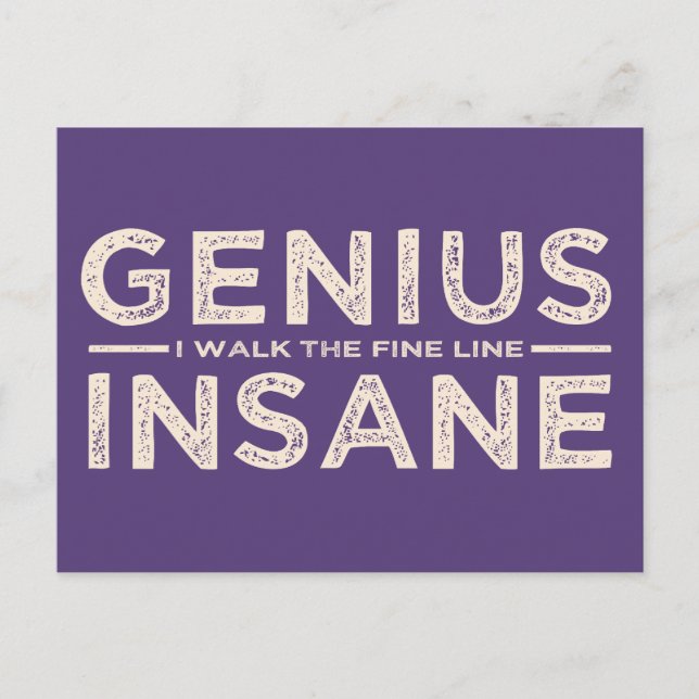 Carte postale personnalisée GENIUS VS INSANE (Devant)