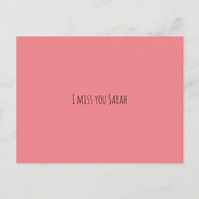 Carte postale personnalisée "I Miss You" - Rose mo (Devant)