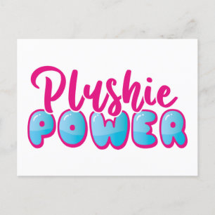Carte Postale Personnalisée Kawaii Cute Rose bleu Plushie Power