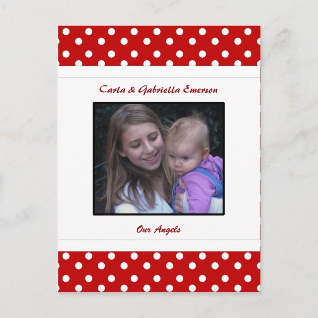Carte postale personnalisée Ladybug & Polka Dot (Devant)