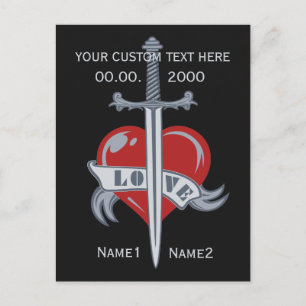 Carte postale personnalisée Love Sword