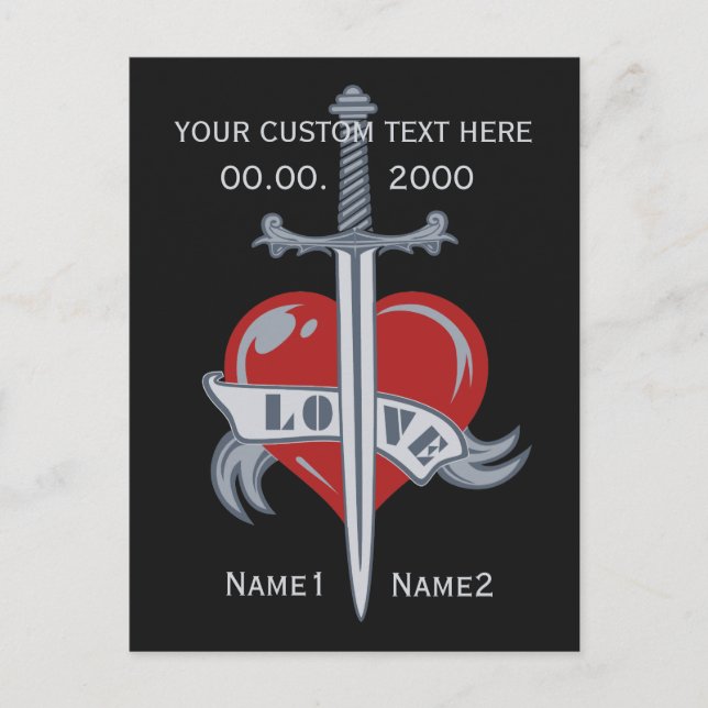 Carte postale personnalisée Love Sword (Devant)