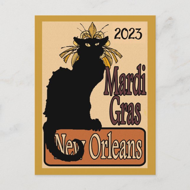 Carte postale personnalisée Mardi Gras Chat Noir (Devant)