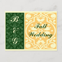 Carte postale personnalisée Monogrammes verts mari