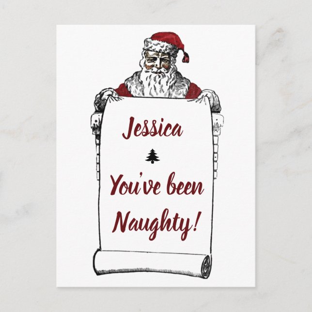 Carte Postale Personnalisée Naughty/Nice Funny Chr (Devant)