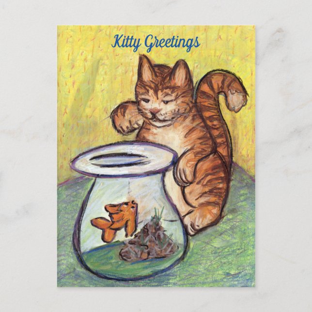 Carte postale personnalisée Orange Tabby Cat Goldf (Devant)