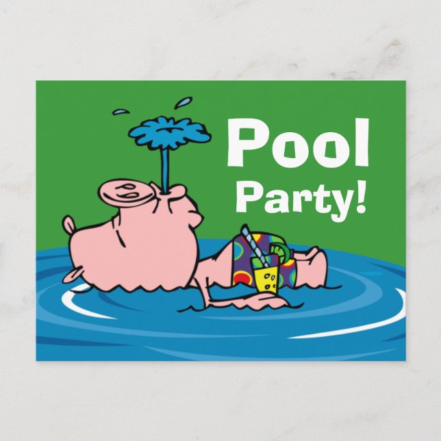 Carte postale personnalisée Piggy Pool Party (Devant)