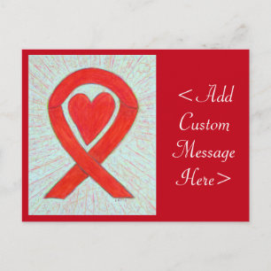 Carte postale personnalisée Red Heart Awareness Ri