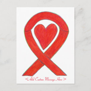 Carte postale personnalisée Red Heart Awareness Ri
