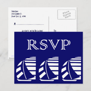 Carte postale personnalisée RSVP Blue White Sailbo