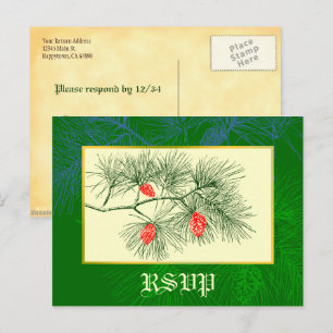 Carte postale personnalisée RSVP Green Pine