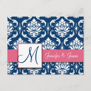 Carte postale personnalisée RSVP Pink Navy Mariage