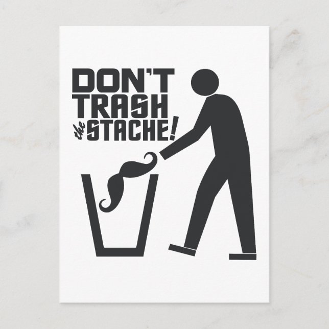 Carte postale personnalisée Trash Stache (Devant)