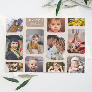 Carte Postale Personnaliser 11 Photos Taupe Amour Moderne Maman