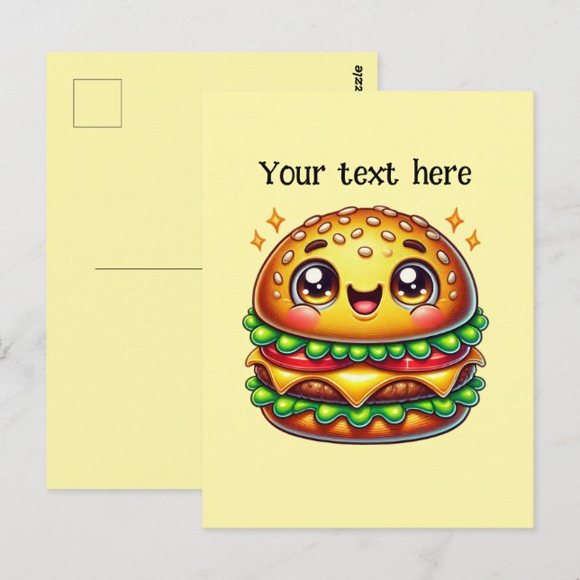 Carte Postale Personnaliser des amateurs de hamburger mignon (Devant / Derrière)