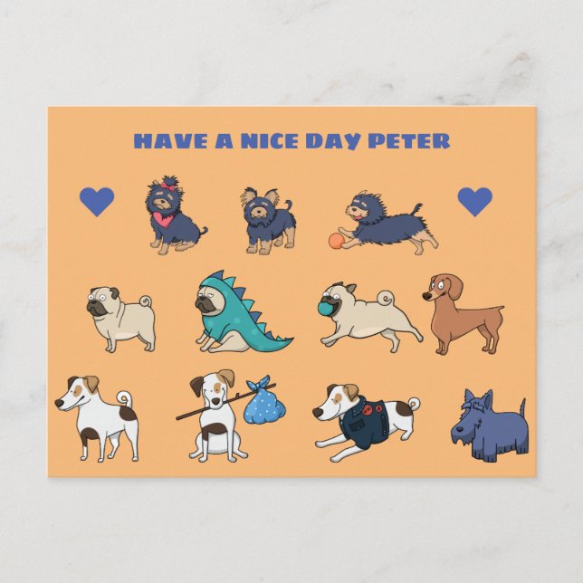 Carte Postale Personnaliser Doggy mignonne Design avec nom (Devant)