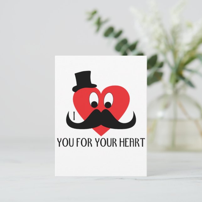 Carte Postale Personnaliser Je te moustache pour ton coeur (Debout devant)
