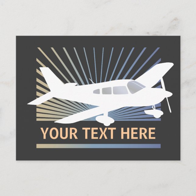Carte Postale Personnaliser le texte - Avion à aile basse (Devant)