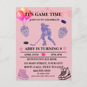 Carte Postale Personnaliser le thème d'anniversaire de hockey su