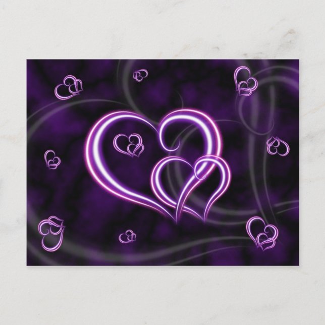 Carte Postale Personnaliser les Coeurs Violets Élégant (Devant)