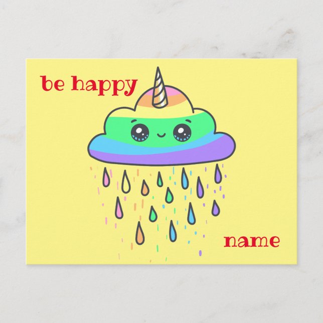 Carte Postale Personnaliser Rainbow Cloud Unicorn (Devant)