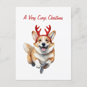 Carte Postale Personnalisez les corgi de Noël avec des bois de r