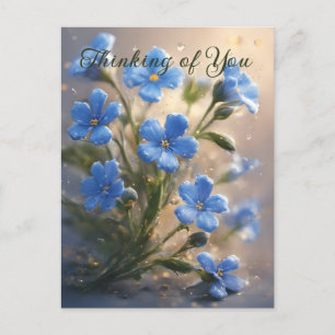 Carte Postale Personnalisez mignon Blue Floral Penser de vous
