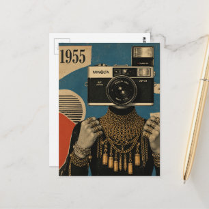 Carte Postale Personne Abstraite Surréaliste avec une Tête de Ca