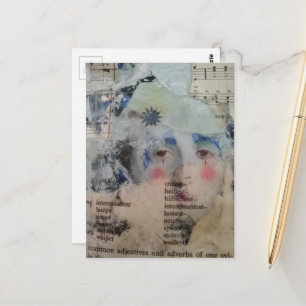 Carte Postale personne abstraite visage verbes collage de médias