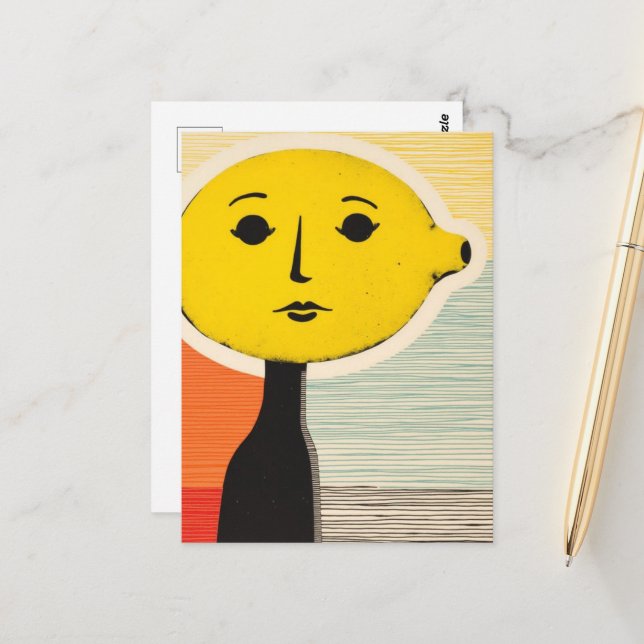 Carte Postale Personne avec un citron pour tête (Devant/Arrière en situation)