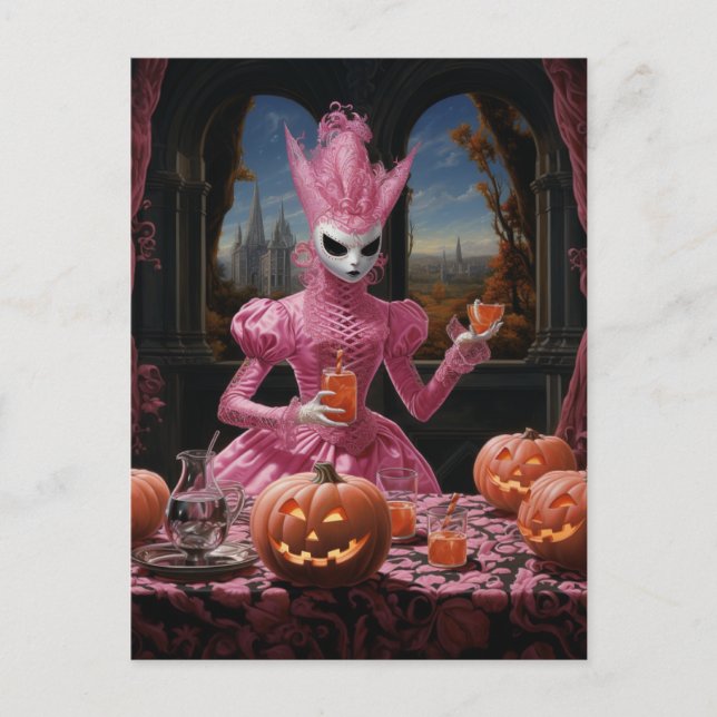 Carte Postale Personne de Halloween rose étrange (Devant)