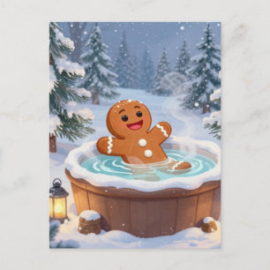 Carte Postale Personne en pain d'épice dans un bain chaud