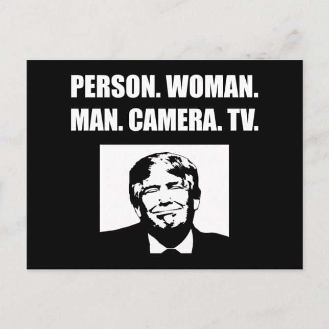 Carte Postale Personne. Femme. Homme. Caméra. TV. Anti-Trump (Devant)