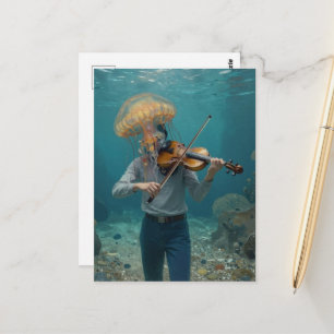 Carte Postale Personne Méduse Idiote Faisant de la Musique dans
