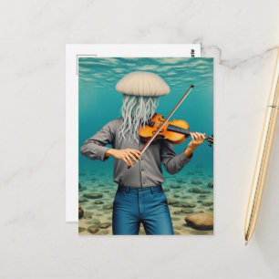Carte Postale Personne Méduse Ridicule Faisant de la Musique
