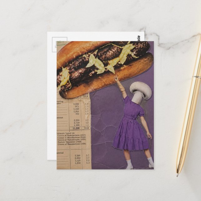 Carte Postale Personne Silly Mushroom Cheeseburger (Devant/Arrière en situation)