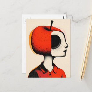 Carte Postale Personne surréaliste avec une tête de pomme