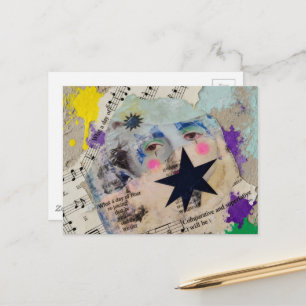 Carte Postale Personne très unique en collage multimédia coloré