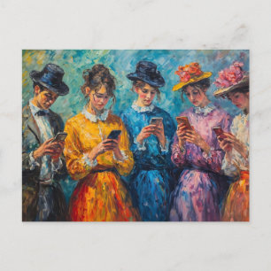 Carte Postale Personnes du 19e siècle utilisant des smartphones