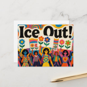 Carte Postale Personnes Hippies Colorées de Glace en Manifestati