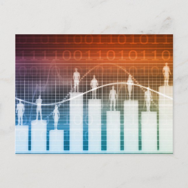Carte Postale Personnes se tenant sur un graphique à barres (Devant)