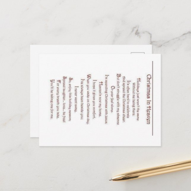 Carte Postale Perte d'un être cher (Devant/Arrière en situation)