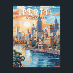 Carte Postale Perth Australia Travel Art Vintage<br><div class="desc">Perth conception de déplacement vectoriel rétro. Perth,  capitale de l'Australie occidentale,  est située là où la rivière Swan rencontre la côte sud-ouest.</div>