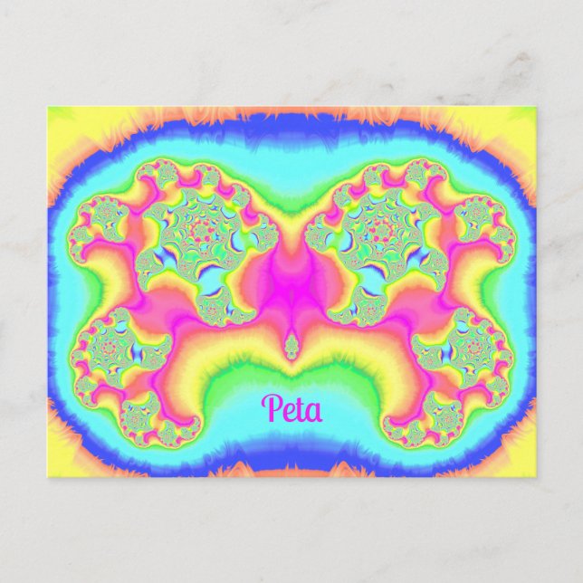Carte Postale PETA ~ GRAS ~ FLUOR PINK ~ Conception Fractale 3D  (Devant)