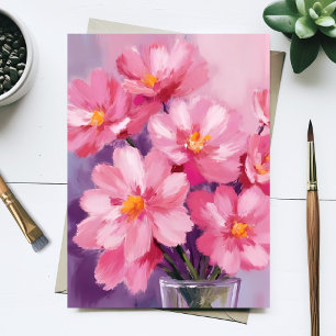 Carte Postale Pétales roses en fleurs   Peinture de fleurs à l'a