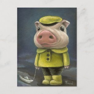 Carte Postale Peter le cochon naviguant son bateau