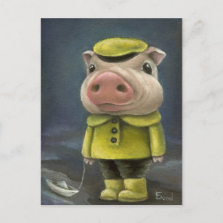 Carte Postale Peter le cochon naviguant son bateau