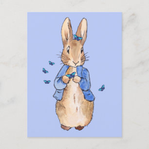 Carte Postale Peter le lapin avec des papillons bleus
